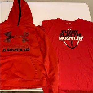 Under armor t shirt and sweatshirt combo